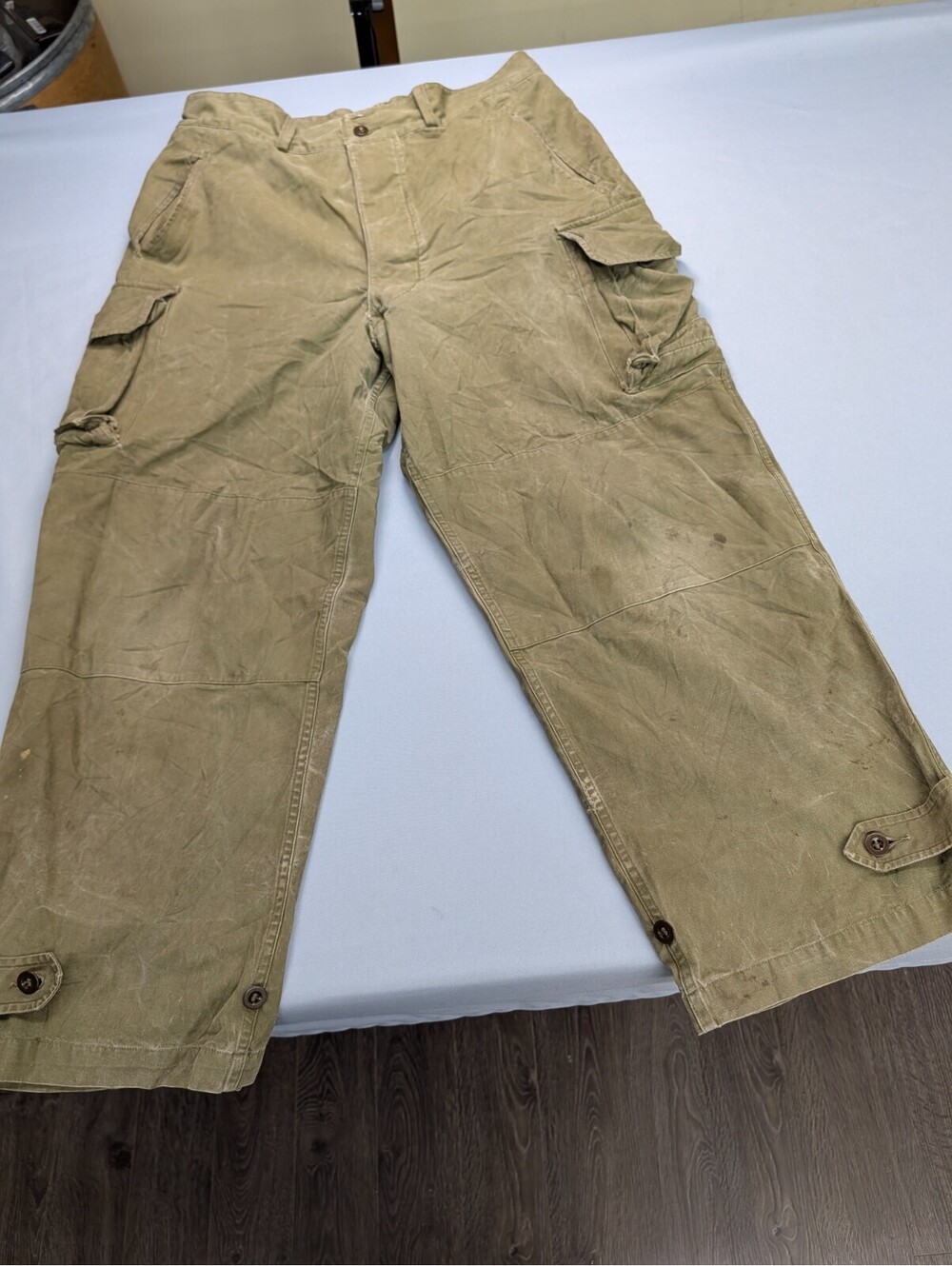M47 French Army Vintage Field Cargo Pants Olive Canvas W36